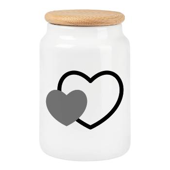 Heart in the heart I 2 hearts love gift - Cookie Jar with Wooden Lid - white - Front