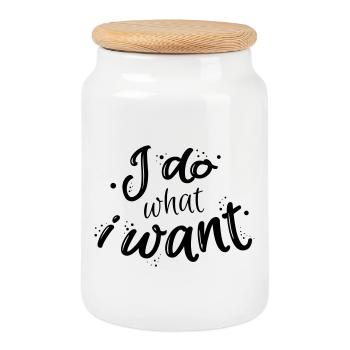 I do what I want - Keksdose mit Holzdeckel - Weiß - Vorne