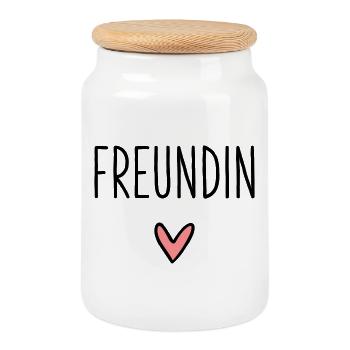 Freundin Herz Geschenk Freundschaft Liebe - Keksdose mit Holzdeckel - Weiß - Vorne
