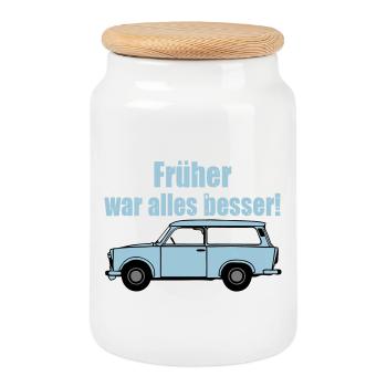  , DDR Kult , früher war alles besser (25) - Keksdose mit Holzdeckel - Weiß - Vorne