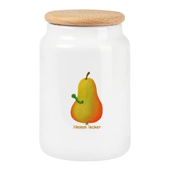 birne obst - Keksdose mit Holzdeckel - Weiß - Vorne