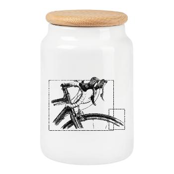 Racing bicycle - Cookie Jar with Wooden Lid - white - Front