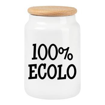 100% Ecolo - Boîte à biscuits avec couvercle en bois - blanc - Devant