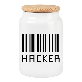 Hacker - Keksdose mit Holzdeckel - Weiß - Vorne