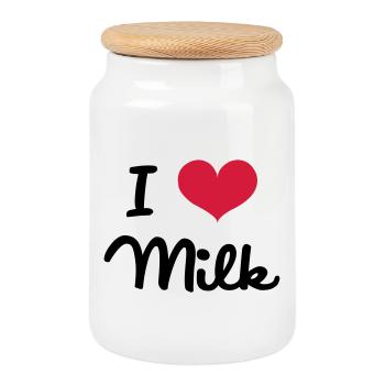 I Love Milk - Keksdose mit Holzdeckel - Weiß - Vorne