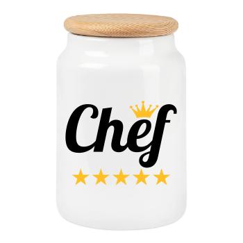 Chef - Boîte à biscuits avec couvercle en bois - blanc - Devant