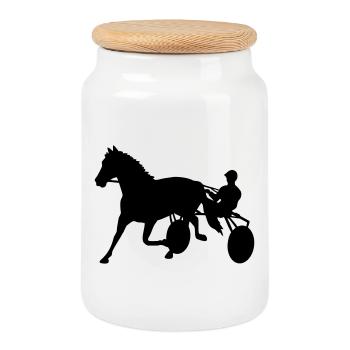 courses attelées - Boîte à biscuits avec couvercle en bois - blanc - Devant
