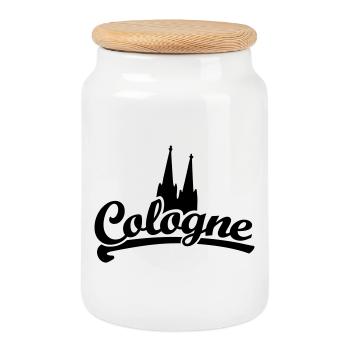 Cologne Classic Dom - Köln mit Kölner Dom - Keksdose mit Holzdeckel - Weiß - Vorne