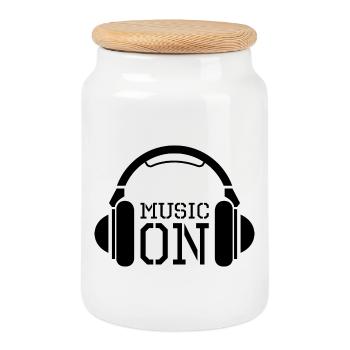 Kopfhörer Symbol Musik beats Dj Grafik Team icon - Keksdose mit Holzdeckel - Weiß - Vorne