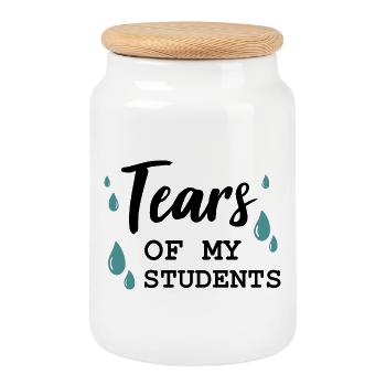 Tears of my Students - Cookie Jar with Wooden Lid - white - Front