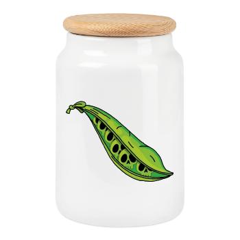 Skull peas - Cookie Jar with Wooden Lid - white - Front