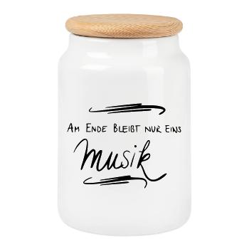 Am Ende bleibt nur eins Musik - Keksdose mit Holzdeckel - Weiß - Vorne