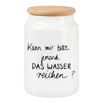 Kann mir bitte jemand das Wasser reichen? - Keksdose mit Holzdeckel - Weiß - Vorne