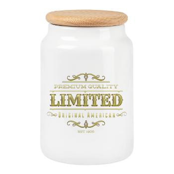Or limité - Boîte à biscuits avec couvercle en bois - blanc - Devant