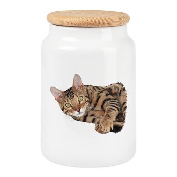 kuschelige bengal katze - Keksdose mit Holzdeckel - Weiß - Vorne