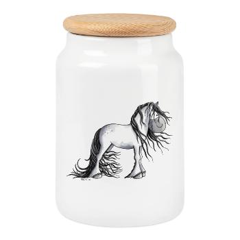 Cute Andalusian Horse - Boîte à biscuits avec couvercle en bois - blanc - Devant