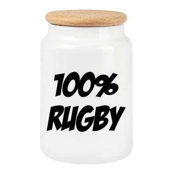 Rugby - Rugbyman - Sport - Fighter - Fight - Boîte à biscuits avec couvercle en bois - blanc - Devant