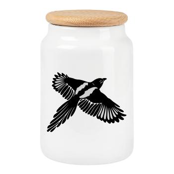 Große Elster, magpie - Boîte à biscuits avec couvercle en bois - blanc - Devant