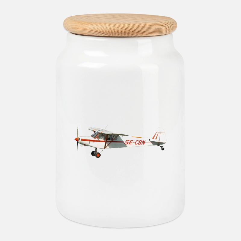 avion - Boîte à biscuits avec couvercle en bois - blanc