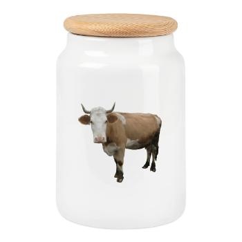 Cow - Cookie Jar with Wooden Lid - white - Front