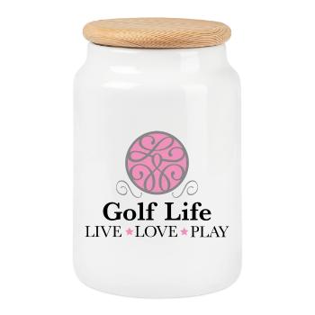 Golf t-shirt - Cookie Jar with Wooden Lid - white - Front