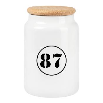 NUMBER 87 eighty seven birthday gift - Cookie Jar with Wooden Lid - white - Front