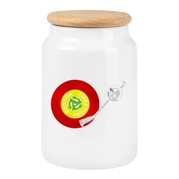 Positive Vibrations Red Gold Green Vinyl Record - Cookie Jar with Wooden Lid - white - Front