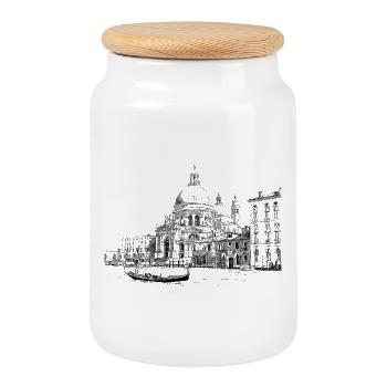 Venedig - Keksdose mit Holzdeckel - Weiß - Vorne