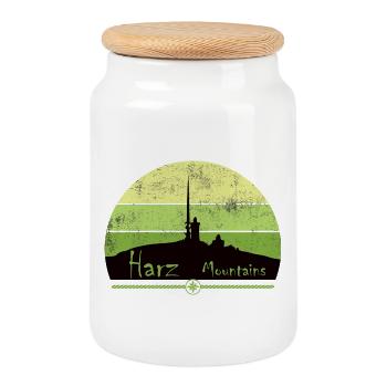 Harz Style - Harz Mountains - Wir lieben den Harz - Keksdose mit Holzdeckel - Weiß - Vorne