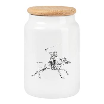 polo - Boîte à biscuits avec couvercle en bois - blanc - Devant