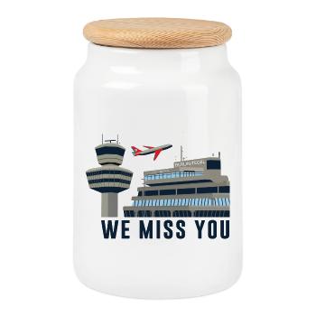 Airport Tegel, Berlin. We miss you - Cookie Jar with Wooden Lid - white - Front