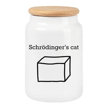 Schrödingers Katze – Lustiges Quantenphysik Nerd - Keksdose mit Holzdeckel - Weiß - Vorne