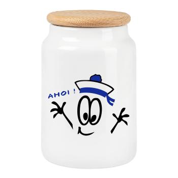 Matrose, ahoi, Comic - Keksdose mit Holzdeckel - Weiß - Vorne