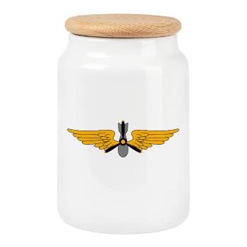 Pilotes militaires - Boîte à biscuits avec couvercle en bois - blanc - Devant