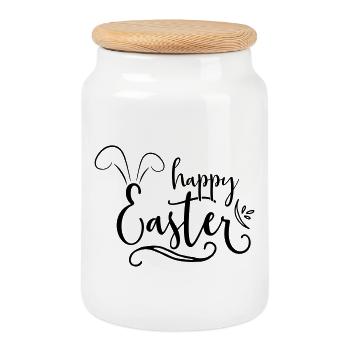 Frohe Ostern - Keksdose mit Holzdeckel - Weiß - Vorne