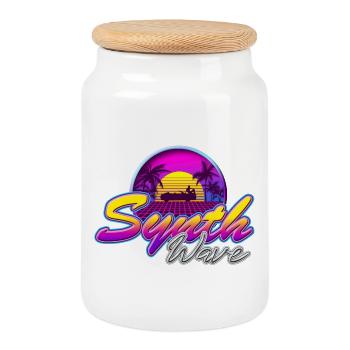 Synth-Wave Music Neon-Vibe Electrowave sunset - Boîte à biscuits avec couvercle en bois - blanc - Devant