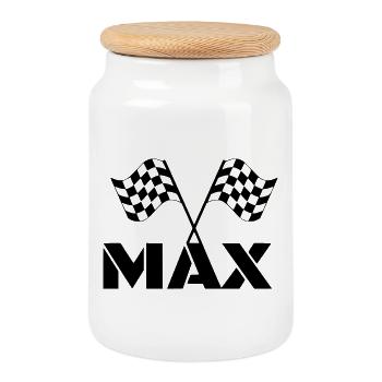 Pour les fans de Max. Course DGP. Drapeau de fin * - Boîte à biscuits avec couvercle en bois - blanc - Devant