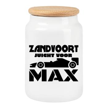 Zandvoort cheers for Max. Speed Race # - Cookie Jar with Wooden Lid - white - Front
