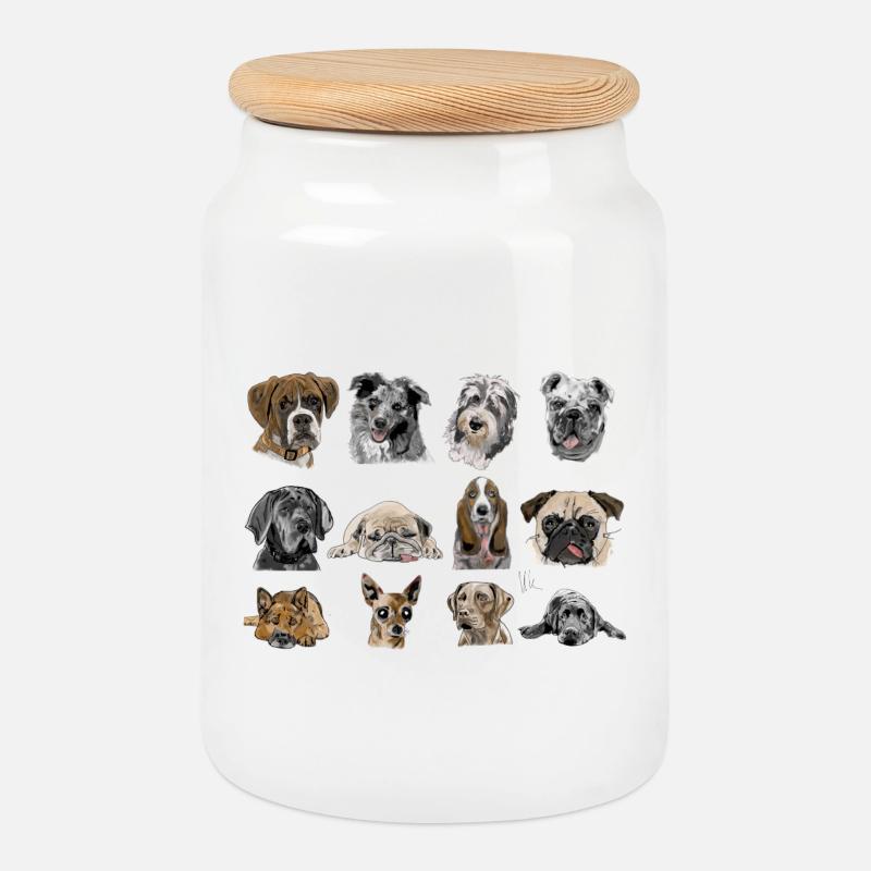 dogs - Keksdose mit Holzdeckel - Weiß