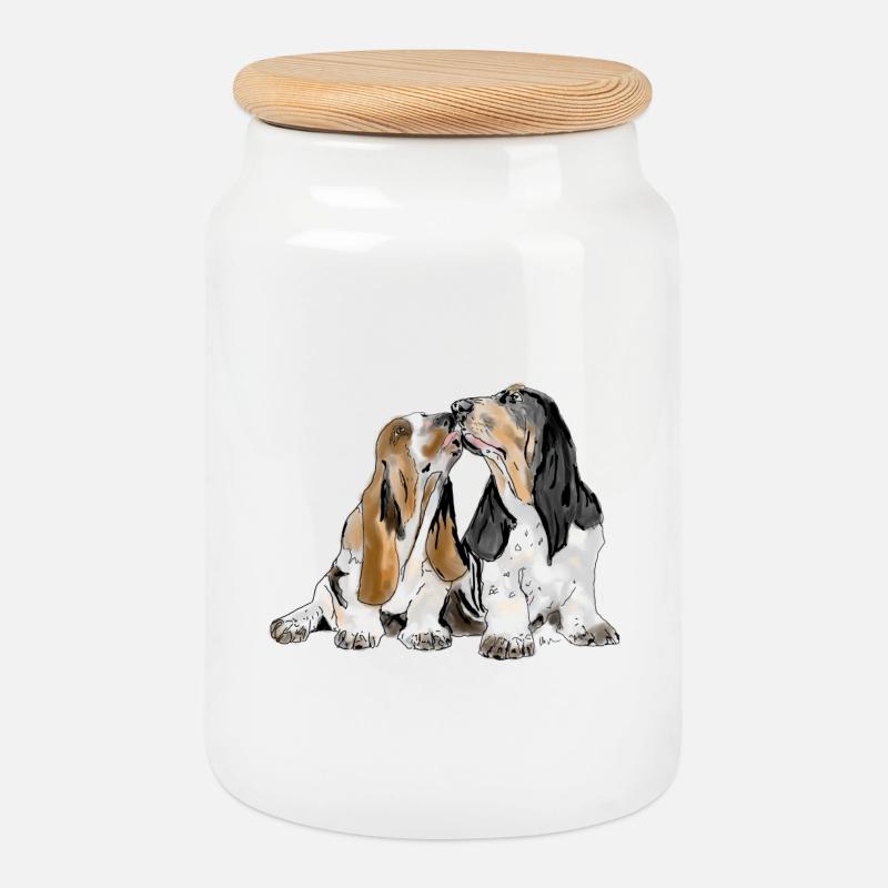 Basset - Keksdose mit Holzdeckel - Weiß