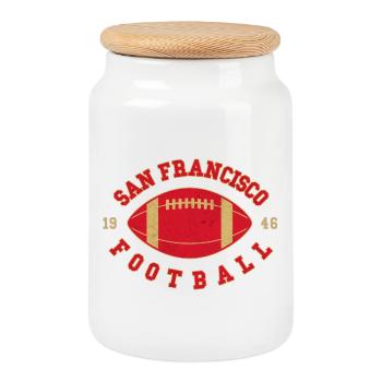 San Francisco Football Vintage Logo - Cookie Jar with Wooden Lid - white - Front