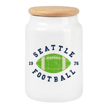 Seattle Football - Cookie Jar with Wooden Lid - white - Front