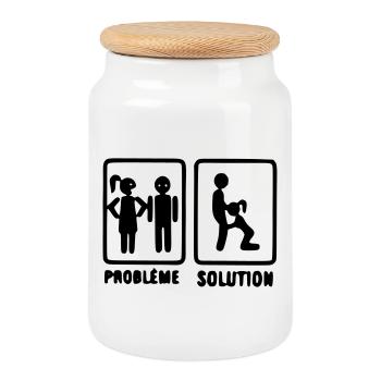 problème solution motif original t-shirt, mug, - Boîte à biscuits avec couvercle en bois - blanc - Devant