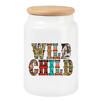 Wild Child - Cookie Jar with Wooden Lid - white - Front