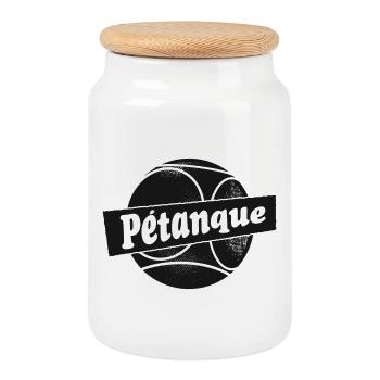 Pétanque Boulekugel Outfit für Bouler Boule - Keksdose mit Holzdeckel - Weiß - Vorne