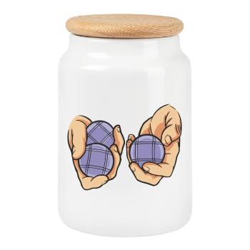 Boules de boule pour Bouler Boules Boulekugel - Boîte à biscuits avec couvercle en bois - blanc - Devant