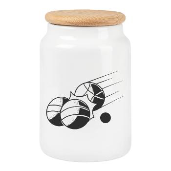 Boules de boule pour Bouler Boules Boulekugel - Boîte à biscuits avec couvercle en bois - blanc - Devant