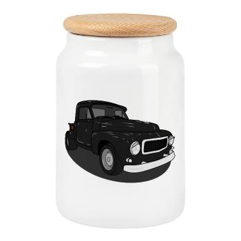 Duo Noir - Boîte à biscuits avec couvercle en bois - blanc - Devant