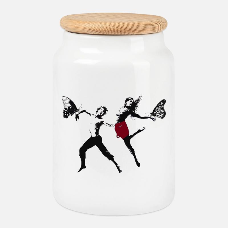 Moderne Dance - Keksdose mit Holzdeckel - Weiß
