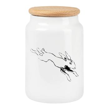 Angsthase after Henri Meunier Hasenleben - Cookie Jar with Wooden Lid - white - Front